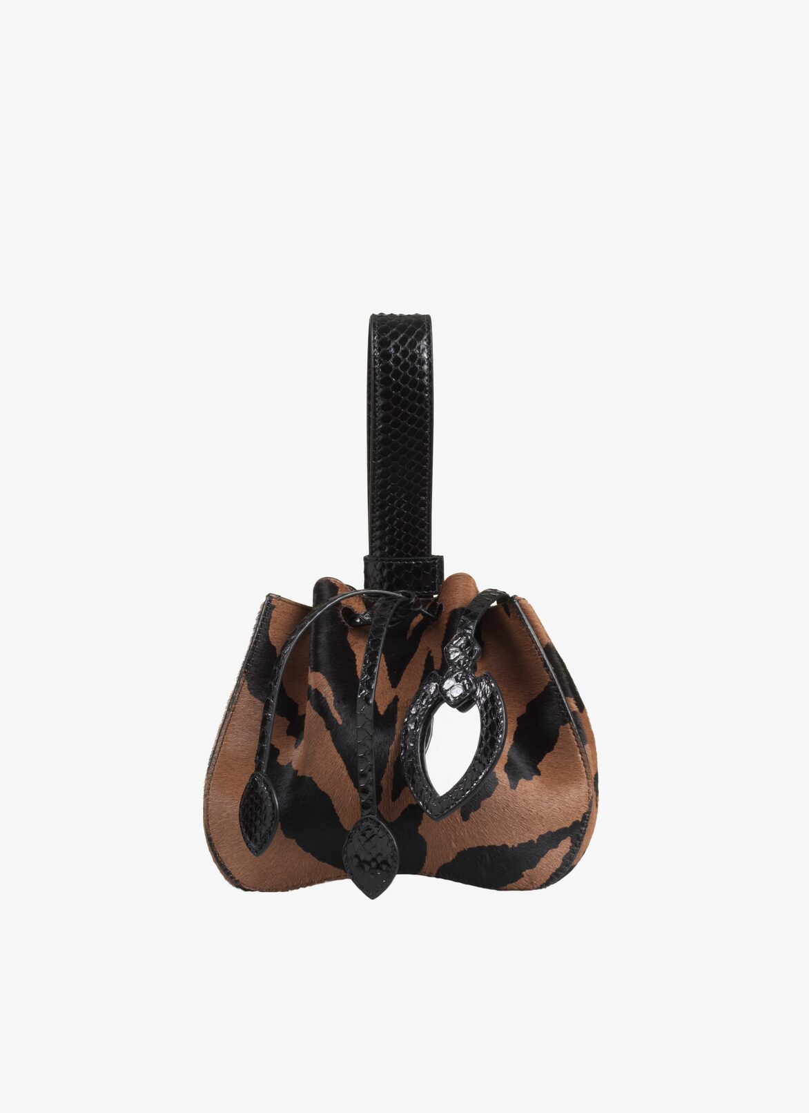 MARIE PINK IMP. POULAIN ZEBRA+ELAPHE BROWN/BLACK ALAÏA BROWN/BLACK  MARIE PINK IMP. POULAIN ZEBRA+ELAPHE BROWN/BLACK